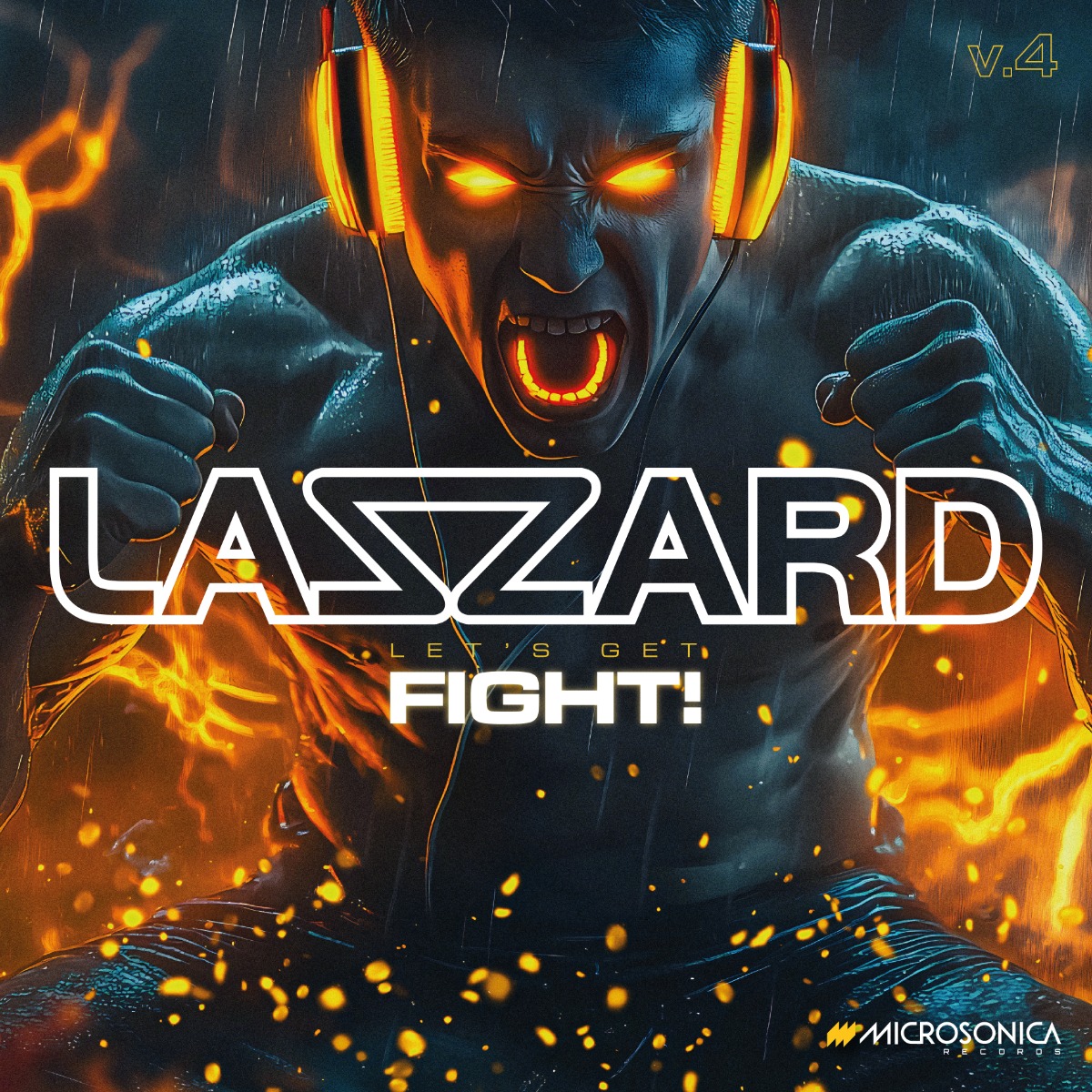 Portada del disco LAZZARD - FIGHT! (Microsonica Records 2025). Diseño de portada y logotipo de LAZZARD creado por Jonathan Varela